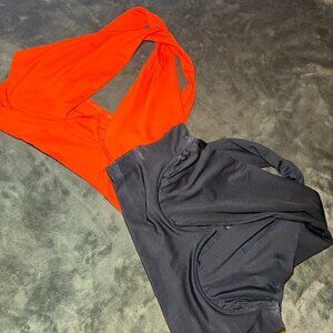Orange & Black Criss Cross Hatler Top Bundle